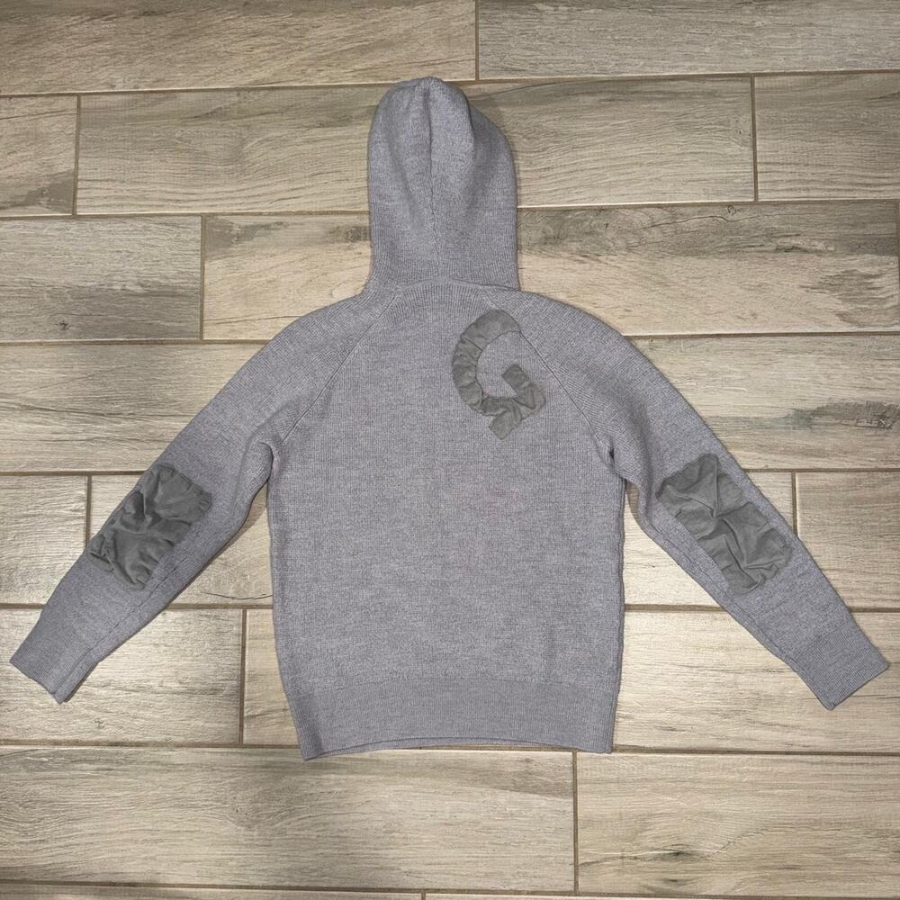G/FORE 100% Wool Knit Hoodie Sweater Gray Elbow Patches Women’s Size Small